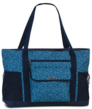 Fabrizio Strandtasche groß XXL viele Taschen Freizeittasche Urlaubstasche Sommer mit Reißverschluss (Blau)