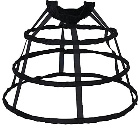 Linghe 3 pendientes de aro Pannier enagua ahueca hacia fuera jaula de pájaros falda boda novia volantes cintura ancha crinolina slip enagua ajetreo, Negro , Talla única