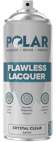 Polar Flawless Clear Lacquer Spray - 400ml - Satin Finish - Non-Yellowing & Scratch Resistant - Interior & Exterior Surfaces for Wood, Metal, Plastics, Glass & Ceramics