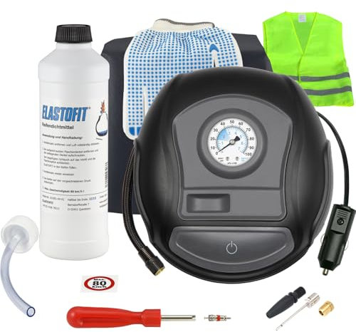 ELASTOFIT Reifen Pannenset mit Kompressor Reifendichtmittel 10 Jahre haltbar (XT200 Plus)