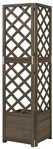 Goliraya Corner Trellis Planter Garden Raised Bed Garden Planter Raised Garden Bed Outdoor Patio Lawn Plant Planter Flower Pot Grey 40x40x150 cm Solid Fir Wood