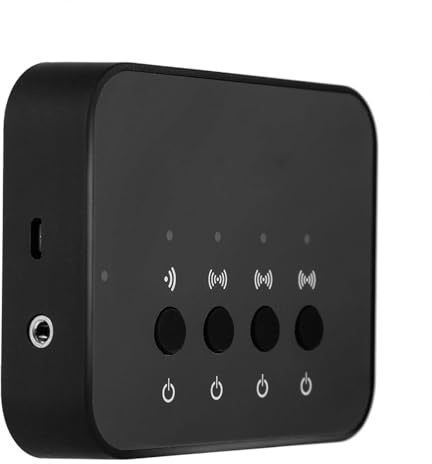 BW-107 Bluetooth Audio-Adapter, 1-zu-3 Splitter, Drahtloser Stereo-Empfänger mit 3,5-mm-Kabelverbindung, für Heimlautsprecher, TV und Telefone