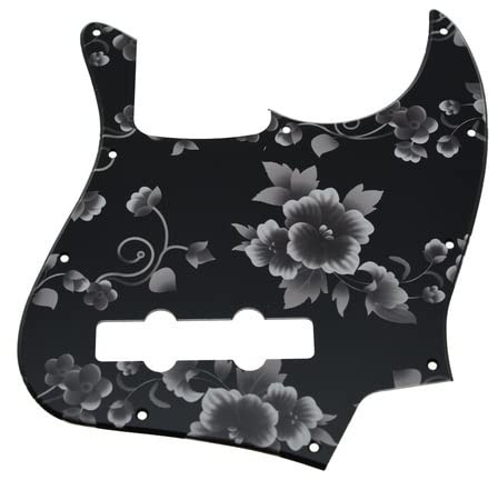Upgrade Jazz Bass Pickguard 3D bedruckter Kunststoff passend für USA/Mexikanische 4 Saiten Fender Jazz Bass Blumenmuster (Farbe 3)