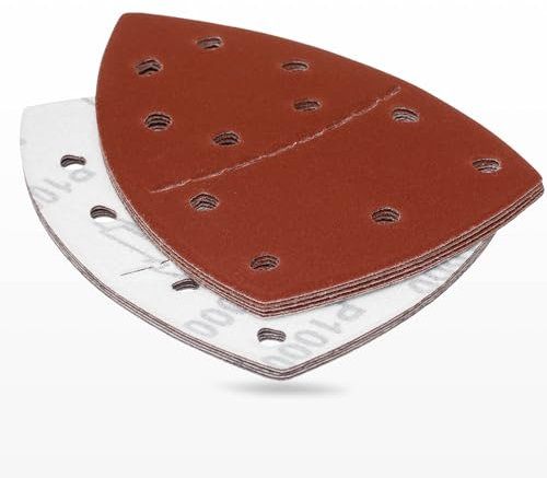 YoiYee Set di fogli abrasivi a grana 1000, carta vetrata per dettagli del mouse, rilievo di carta abrasiva triangolare Delta, chiusura a gancio e anello, 11 fori, accessori per levigatrice multipla,