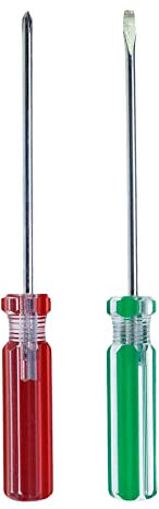 Wealrit 1 tournevis cruciforme #0 et 1 tournevis à tête plate, tournevis de 3 mm, tournevis antidérapant, tournevis à pointe magnétique (rouge, vert)