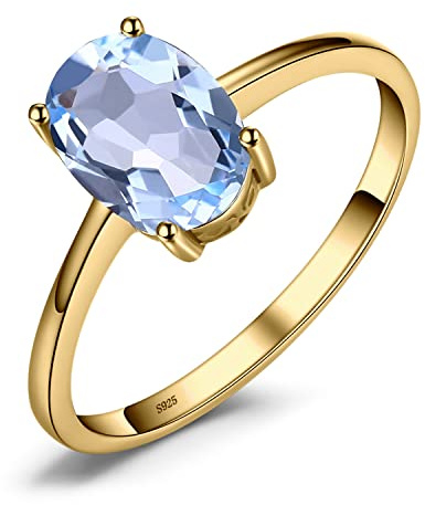 JewelryPalace Echt Edelstein Granat Citrin Peridot Blautopas Amethyst Ringe, Verlobungsring Promise Solitär Verlobung Ring Silber 925 Damen, Silberringe Antragsring Ringe, Damen Schmuck Rosegold Gold