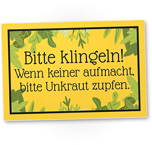 DankeDir! Klingeln Unkraut zupfen - Schild 30 x 20 cm - Garten Geschenk Geschenkidee Deko Mama & Papa Gartenschild - lustiger Spruch Freunde Türschild Geburtstagsgeschenk