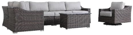 Living Source International 7-PC Wicker/Rattan Sectional Seating Group in Gray