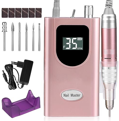 Nagelfräser, AZ GOGO 35000 U/min Elektrische Nagelfeile Wiederaufladbar Tragbar Akku Maniküre Pediküre Maschine Fräser - Ideal für Studio/Salon