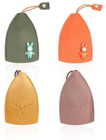 4 portachiavi estraibile, custodia protettiva per chiavi, borsa per chiavi auto, mini custodia impermeabile, custodia per chiavi in cartone animato, custodia universale (4 colori), Colore: rosa.,