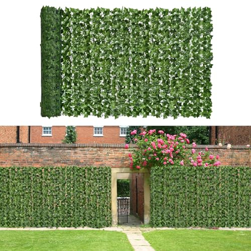 HUIMO Artificial Ivy Fence Screening 1 x 3m Artificial Hedge Roll & Plant Wall Panels Ivy Trellis Privacy Cover for Decorative Garden, Backyard, Balcony & Outdoor