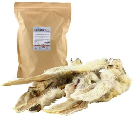 PetLove Kaninchenohren mit Fell (800g) - Kausnack für Hunde & Katzen - 100% Natürliches Trockenfleisch - Langer Kauspaß & Leckerli - Leicht Verdaulich & Nahrhaft
