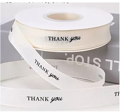 35 Yard 2cm Beige Schleifenband Satinband Just for You Happy Birthday I Love You Geschenkband Dekoband Stoffband für Hochzeit Blumen Verpackung Geschenkverpackung
