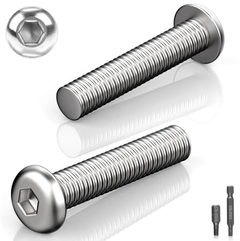 40 Stück Schrauben M6x25 Linsenkopfschrauben Edelstahlschrauben Flachkopfschrauben Rundkopfschrauben Sechskantschrauben Gewindeschrauben Senkkopfschrauben mit Zwei H2.5 Innensechskant-Bits(Silber)
