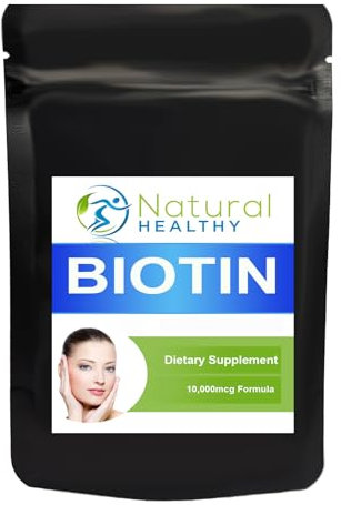 Biotin (180 Tablets) 10,000mcg per Tablet - Vitamin B7 - Hair, Skin, and Nail Support - Easy to Swallow - Suitable for Vegans