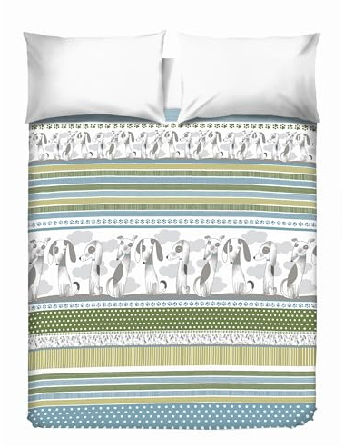 PENSIERI DELICATI Copriletto matrimoniale 260 x 280 cm, tessuto singolo 100% cotone Pique, ideale come tessuto decorativo, coperta per proteggere il letto a 2 posti, fantasia BauBau Verde, 100%