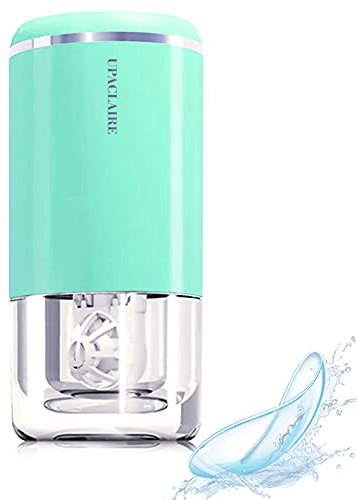 Portable Ultrasonic Contact Lens Cleaner with USB Charger and Solution Soak Case - Soft, Colored, Hard, Rgp, Ok Lens Green