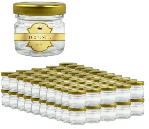 Espirito Rebelde Pack de 100 Pots à Confiture en Verre Vides 30ml- Bocaux en verre, Petit Pots, Bocaux pour Conserves et Confitures, Pot a Miel en Verre, Pot a Yaourt- Marriage