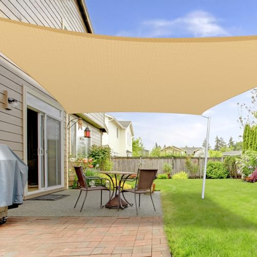 LOVE STORY Vela Ombreggiante 4x6m Rettangolare Sabbia Tenda da sole per esterno Ombreggiante Permeabile (HDPE) con Protezione 95% UV Per Esterno, Giardino, Terrazzo, Balcone