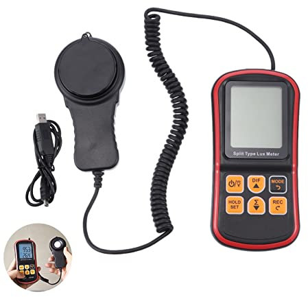Light Meter, Spectrometer, Light Meter 200000 Light Meter Mini Handheld Light Meter Temperature Tester with Storage Box