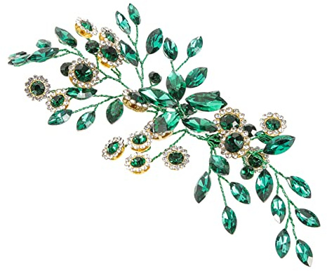 VALICLUD Tocado Que Sujeta y Añade Elegancia para Novia Cristales Verdes de Aleación Elegante Accesorio Cabello para Boda en Eventos Nupciales