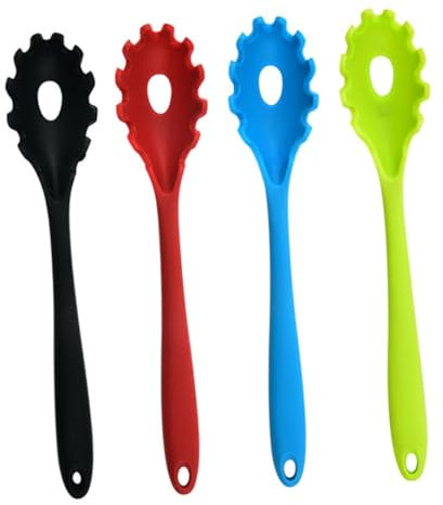 Amosfun 4pezzi Colini Per Pasta in Silicone Utensili Da Cucina Cucchiaio Scolapasta Noodles Spaghetti Colino Silicone Resistente