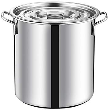 OWOHYG Stew Pot Stockpot Large Stock Pot, Professional Safe Stainless Steel Stock Pot with Lid, Increase Capacity, Suitable for All Stove, 10 Size (Silver 25cm*30cm(15L))