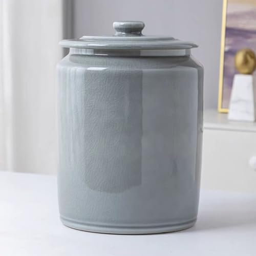 YHWKGZ Ceramic Rice Cylinder With Lid, Food Storage Jar, Ceramic Rice Bucket, Rice Container,Grain Dispenser, Large-Capacity Ceramic Rice Bucket For Nuts(25KG)