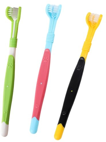 MNFPSJB 3 Pcs Dog Toothbrush Three Heads Toothbrush for Pet Teeth Care