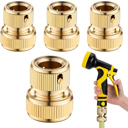 Messing Schlauchverbinder 19 mm (3/4 Zoll),4 Stück Adapter für Wasserhähne Schlauchverbinder, Gartenschlauch Anschlus,für Rohr Verbinden Gartengeräte Schläuche Schlauchkupplung