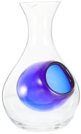 MUCKLILY Decantador de Vino con Espacio para Hielos 400ml de Vidrio Azul Elegante y Práctico para Botella Estándar en Gabinete de Vino