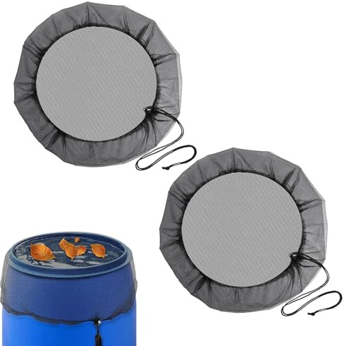 2pcs Filet pour Citerne De Pluie, 80cm Housse pour Tonneau De Pluie avec Cordon De Serrage, FiletDe Protection pour Tonneau De PluieDe PluieRonde pour ProtectionContre Les Moustiques Et Les Feuilles