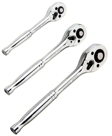jiingekk Ratschenschlüssel, 3 Stück, 3/8 1/4 1/2 Zoll, Umschaltknarre, Schnellspanner, Griff für Heimwerker, Autoreparatur, Schnellspann-Ratsche