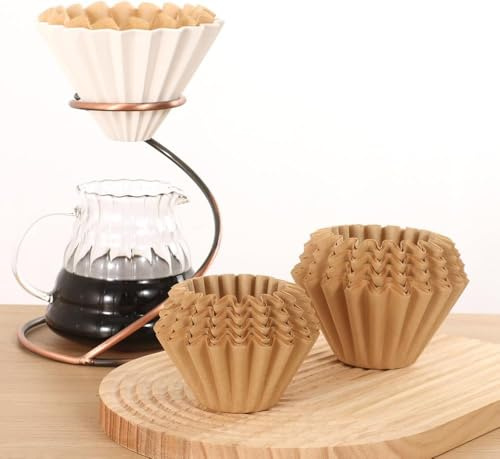100 PCS Coffee Filters，Extra Large Coffee Filters Basket for Commercial, Domestic Coffee Maker Extra High Extra Wide, Anti ground, Unbleached, Natural，Flattened Diameter 9.75
