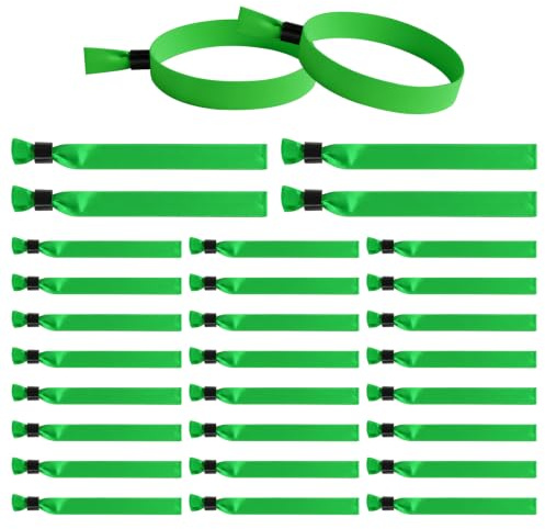 30 Stück Einlassbänder Stoff, Festival Bändchen Grün, Festival Armband | 175 x 15mm Partybänder mit Verschluss für Konzerte Events Partys Schule