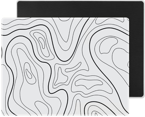 DAWNTREES Large Topographic Glass Mouse Pad, 50x40 cm, White
