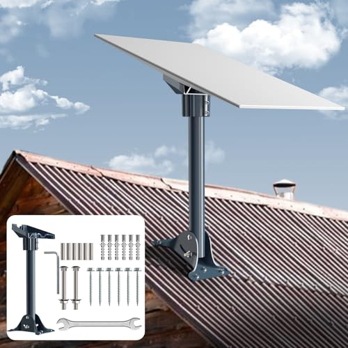 Starlink Gen 3/4/4X Halterung Aluminiumlegierung 40 cm Stahl-Schwenkmast mit verstellbarer Dachhalterung Kompatibel mit Starlink V3 Standard Satellitenschüssel (Grey for root)