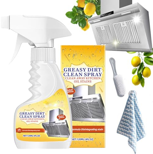 Greasy Dirt Clean Spray, 120ml KüChenfronten Reiniger, Fettiges Schmutzreiniger Spray, Instantly Decomposes Stubborn Stains And Oil Stains, FüR Dunstabzugshauben, BacköFen, Kochgeschirr & Mehr (1PC)