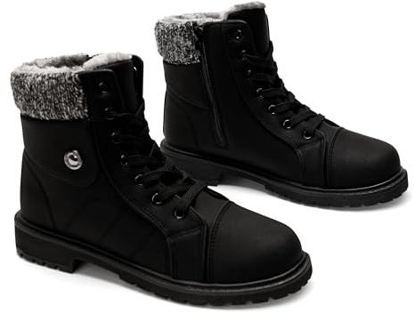 GLAMORA Bottines d'hiver pour femmes imperméables et thermiques avec doublure chaude et semelle antidérapante, bottes confortables avec fermeture éclair pour la marche, le travail ou la randonnée