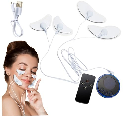 Massaggiatore facciale con cuscinetti patch, stimolatore dei muscoli facciali in 8 modalità, dispositivo per lifting facciale a microcorrente a 19 velocità per dimagrimento e sollevamento