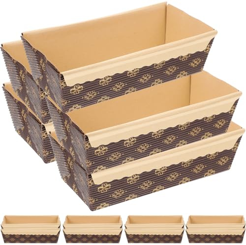KHBUAB 25pcs Corrugated Paper Loaf Pans Disposable Baking Cake Cups Thick High Temperature Resistant Rectangular Grease-Proof Paper Molds for Home Baking and Party Use