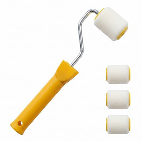 4 Stück Farbroller Klein,Lackrolle,Farbroller Set,Lackierrollen,Mini Schaumstoffrolle Lack,Paint Roller,Malerrolle,Lackrollen,Lackierwalze,Farbrollen Wandfarbe,Lackierset Farbwalze für Möbel Malerei