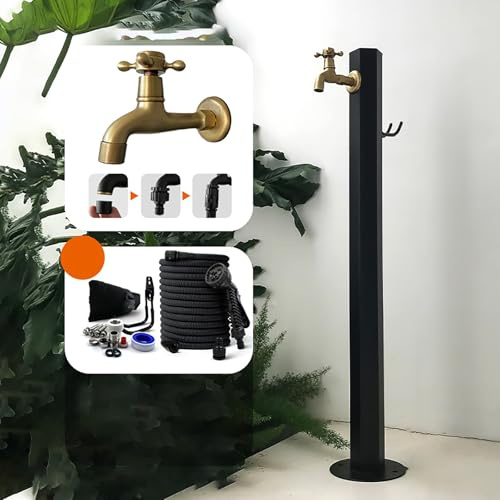 Generico Fontana a Colonna da Giardino autoportante con Rubinetto per irrigazione e Lavaggio - 88 cm (34,64 Pollici) Elemento Decorativo per Esterni