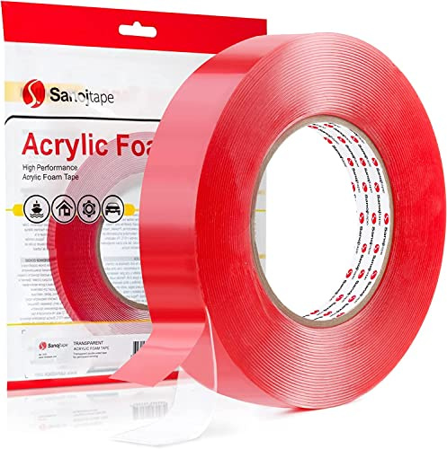 Sanojtape Doppelseitiges Klebeband Extra Stark Transparent 19mm x 10m Nano Double Sided Tape Klebeband Starkes Montageband Klar Auto LED Acryl Gel