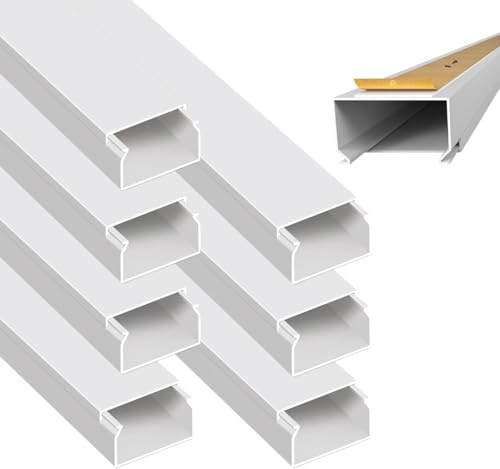 ARLI Kabelkanal 30x20 mm Weiß – 8m selbstklebend & schraubbar Installationskanal IP40 PVC mit Bodenlochung Universal Kabel Kanal
