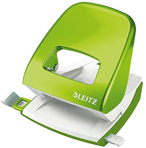 Leitz Locher (30 Blatt, Anschlagschiene mit Formatvorgaben, Metall, Wow) (Grün metallic)