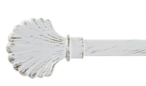 DAMDAM GO | Barra de Cortina Extensible de Metal Blanca Minimalista para Dormitorio Vintage de 120-210 cm - Concha