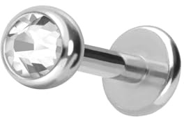 PIERCINGLINE Chirurgenstahl Labret Stecker KRISTALL Piercing Lippe Ohr Nase Farb & Größenauswahl