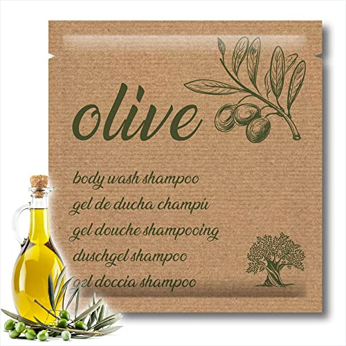 GPQ - Gel/Shampooing 2en1 OLIVE 8 gr. | 400 Und. | 92% Natural Origin | Amenities avec Huile d’Olive, Après-shampooing, Sans Parabènes | Hôtel, B&B, Gîte Rural, Camping, Croisière... | Fabriqué l’UE