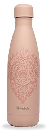 Qwetch - Bouteille Isotherme Albertine Rose 500ml - Gourde Nomade Inox - 24h Froid et 12h Chaud - Etanche, Sans BPA & Réutilisable - Gourde isotherme pour Sport, Voyage, Bureau, Randonnée